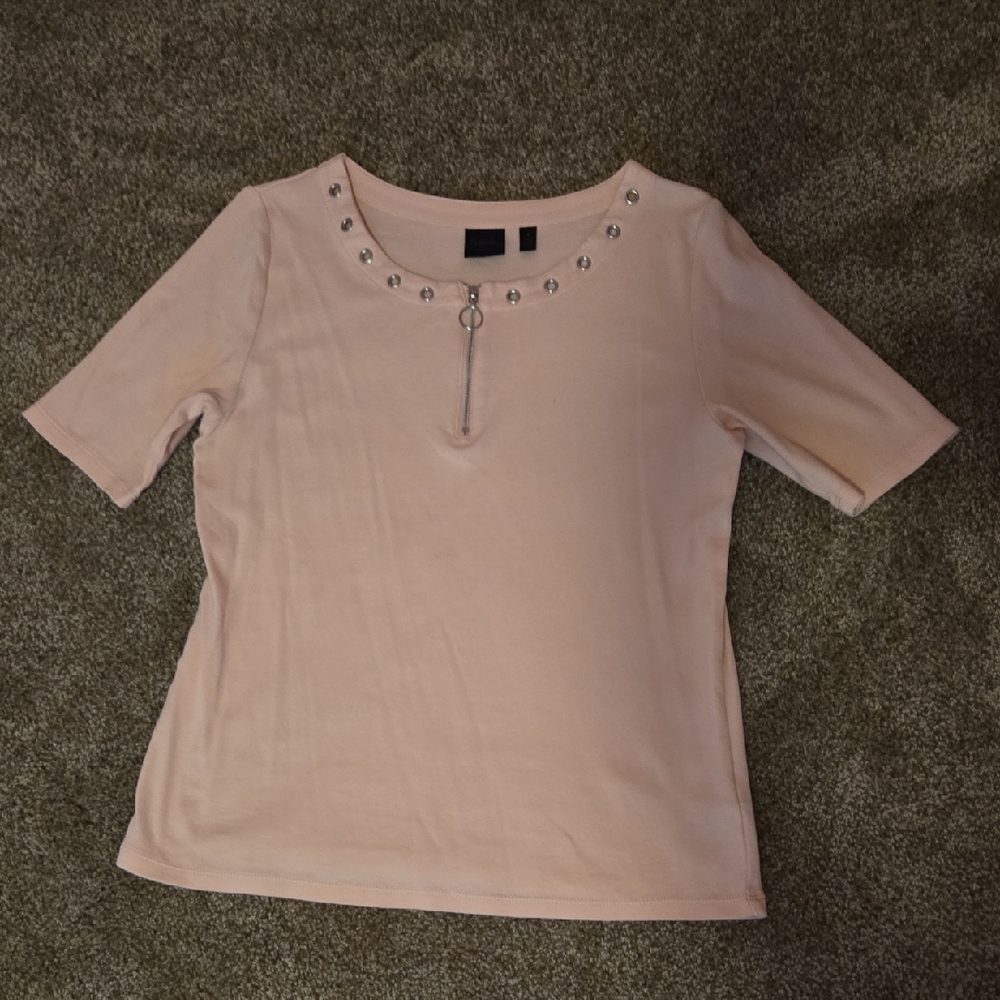 Rafaella Peach Fitted Polo Tee